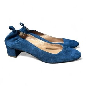 J. Crew Blue Suede Block Low Heels Size 7.5